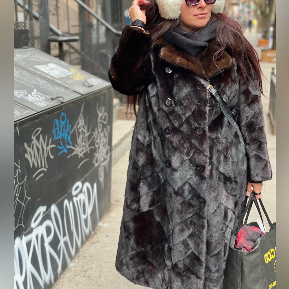 Double breasted fur coat